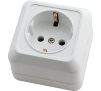 Одноместная розетка АБК-СИЛА с заземляющим контактом 16А 220В керамика "АЛЬТАИР" белая 5400305