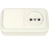 Блок Bylectrica 1 выключатель + розетка ОУ, серия ПРАЛЕСКА, бежевый, В-РЦ-521 бежевый