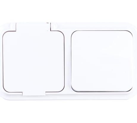 Блок Bylectrica 1 выключатель + розетка ОУ IP54, серия ПРАЛЕСКА АКВА, белый, В-РЦ-653