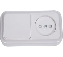 Блок Bylectrica 1 выключатель + розетка ОУ со шторкой, серия ПРАЛЕСКА, белый, В-РЦ-571