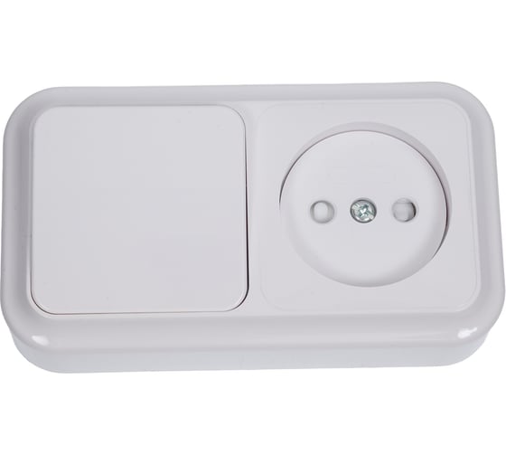 Блок Bylectrica 1 выключатель + розетка ОУ со шторкой, серия ПРАЛЕСКА, белый, В-РЦ-571 1