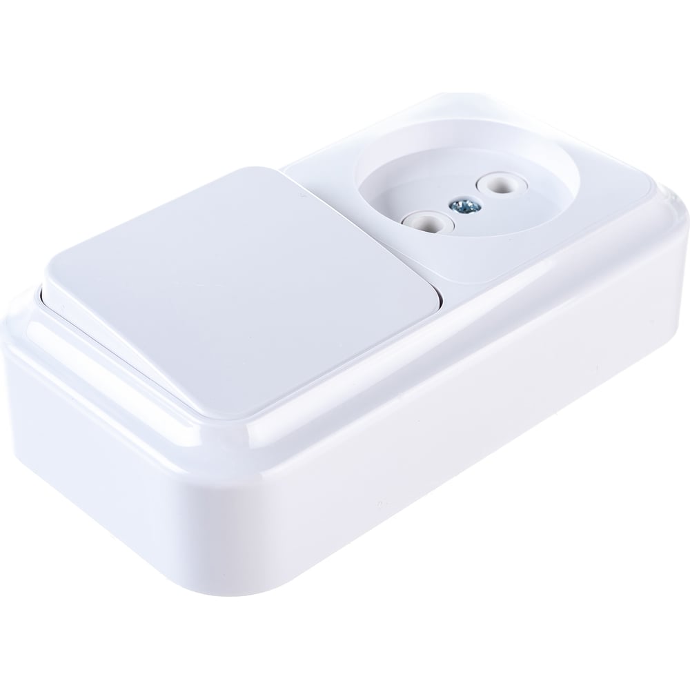 Блок Bylectrica 1 выключатель + розетка ОУ, серия ПРАЛЕСКА, белый, В-РЦ ...