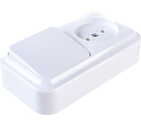 Блок Bylectrica 1 выключатель + розетка ОУ, серия ПРАЛЕСКА, белый, В-РЦ-521