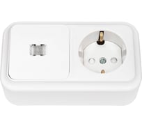 Блок Bylectrica 1 выключатель + розетка с заземляющим контактом ОУ со шторкой с подсветкой, серия ПРАЛЕСКА, белый, В-РЦ-587
