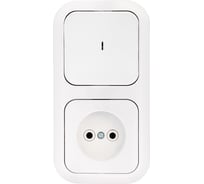 Блок 1 выключатель + розетка Bylectrica скрытой установки с подсветкой, серия ГАРМОНИЯ, белый, В-РЦ-669