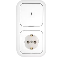 Блок Bylectrica 1 выключатель + розетка с заземляющим контактом скрытой установки с подсветкой, серия ГАРМОНИЯ, белый, В-РЦ-673