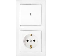 Блок Bylectrica 1 выключатель + розетка с заземляющим контактом скрытой установки с подсветкой, серия СТИЛЬ, белый, В-РЦ-701