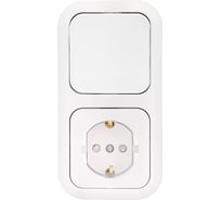 Блок Bylectrica 1 выключатель + розетка с заземляющим контактом со шторкой скрытой установки, серия ГАРМОНИЯ, белый, В-РЦ-553