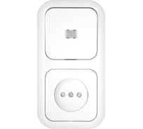 Блок Bylectrica 1 выключатель + розетка со шторкой скрытой установки с подсветкой, серия ГАРМОНИЯ, белый, В-РЦ-677