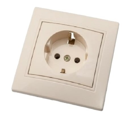 Одноместная розетка АБК-СИЛА с заземляющим контактом 16А 220В "ПАНДОРА" слоновая кость 5401414