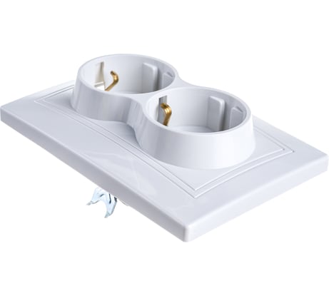 Двухместная розетка АБК-СИЛА с заземляющим контактом 16А 220В "ПАНДОРА" белая 5401505