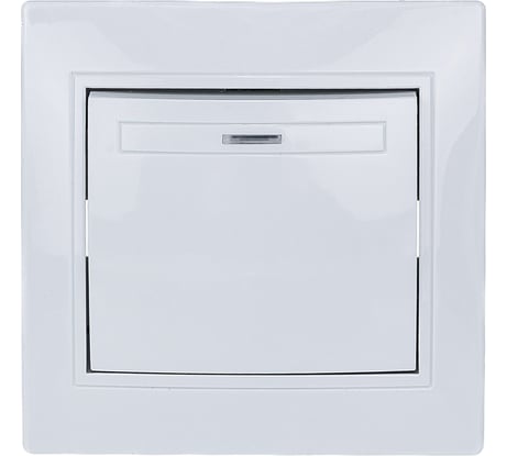 1-клавишный выключатель АБК-СИЛА с подсветкой 10А "ПАНДОРА" белый 5401105