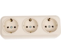 Розетка Bylectrica 3-местная ОУ с заз.конт., серия ВАРИАНТ, бежевый, РА16-0162 бежевый