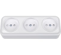 Розетка Bylectrica 3-местная ОУ со шторкой, серия ВАРИАНТ, белый, РА16-0165
