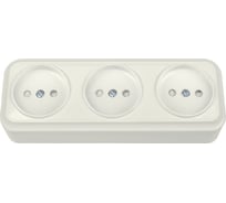 Розетка Bylectrica 3-местная ОУ со шторкой, серия ВАРИАНТ, бежевый, РА16-0165 бежевый
