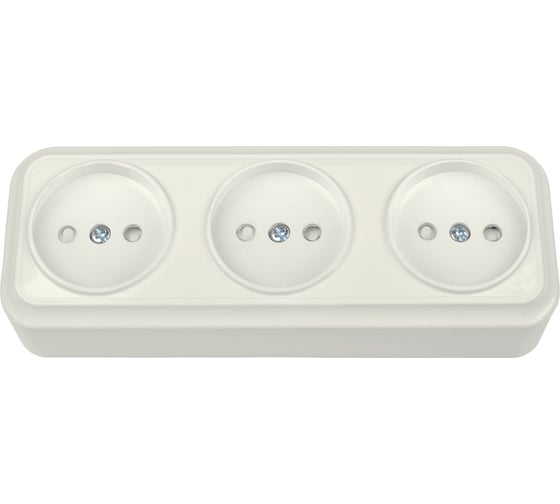 Розетка Bylectrica 3-местная ОУ со шторкой, серия ВАРИАНТ, бежевый, РА16-0165 бежевый