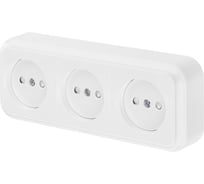 Розетка Bylectrica, 3-местная ОУ со шторкой, серия ПРАЛЕСКА, белый РА16-275