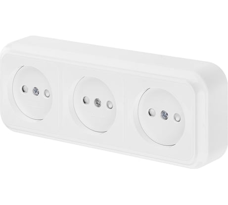 Розетка Bylectrica, 3-местная ОУ со шторкой, серия ПРАЛЕСКА, белый РА16-275