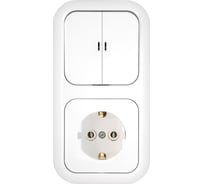 Блок 2-х клавишный выключатель + розетка Bylectrica с заземляющим контактом скрытой установки с подсветкой, серия ГАРМОНИЯ, белый, 2В-РЦ-675
