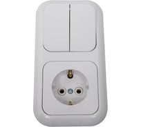 Блок Bylectrica 2 выключателя + розетка с заземляющим контактом СУ, серия ГАРМОНИЯ, белый, 2В-РЦ-503