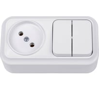 Блок Bylectrica 2 выключателя + розетка ОУ, серия ВАРИАНТ, 2В-РЦ-7121