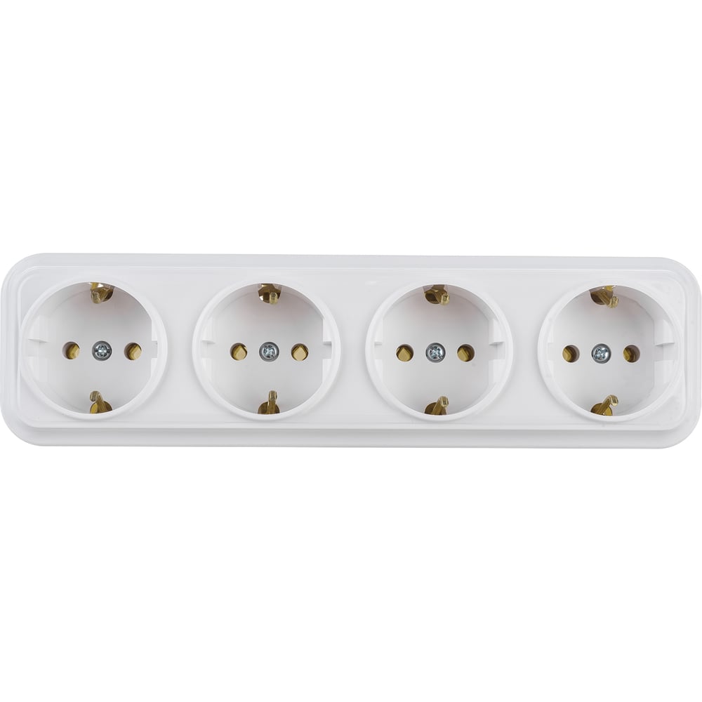 Розетка Bylectrica 4-местная ОУ с заз.конт., серия ВАРИАНТ, белый, РА16 ...