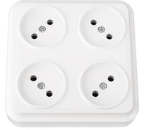 Розетка Bylectrica 4-местная ОУ, квадратная, серия ВАРИАНТ, белый, РА16-0191