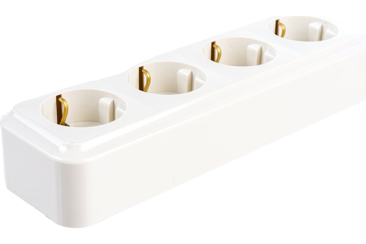 Розетка Bylectrica 4-местная ОУ с заз.конт., серия ПРАЛЕСКА, бежевый ...