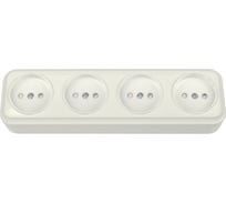Розетка Bylectrica 4-местная ОУ со шторкой, серия ВАРИАНТ, бежевый, РА16-0185 бежевый