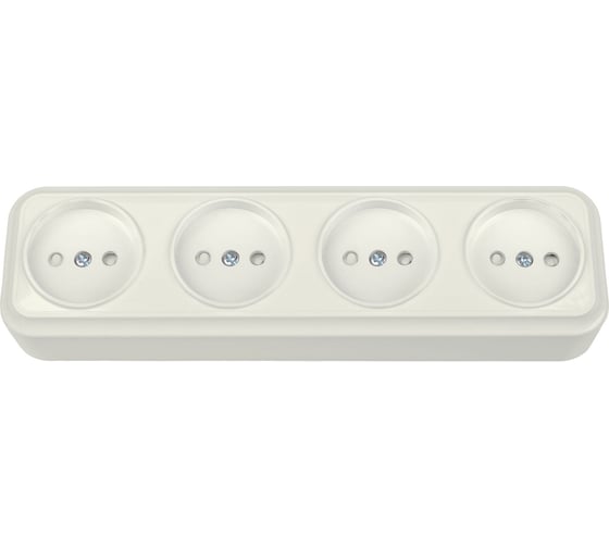 Розетка Bylectrica 4-местная ОУ со шторкой, серия ВАРИАНТ, бежевый, РА16-0185 бежевый