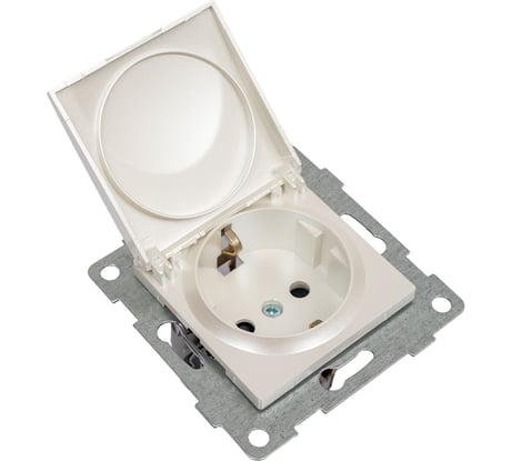 Механизм розетки GUSI ELECTRIC 1-ой с заземлением, с защитными шторками и крышкой, СУ, 16А, 250В, жемчуг С11Р91-028