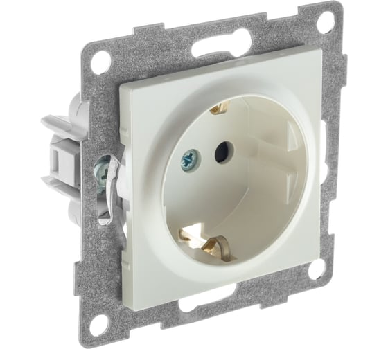 Механизм розетки GUSI ELECTRIC 1-ой с заземлением, с защитными шторками, СУ, 16А, 250В, жемчуг С11Р4-028