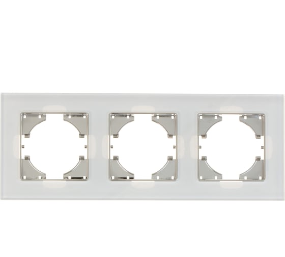Рамка GUSI ELECTRIC 3-местная, Ugra стекло, цвет белый С1130-030 1