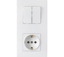 Блок Bylectrica 2 выключателя + розетка с заземляющим контактом СУ, серия МАСТЕР, белый, 2В-РЦ-7022