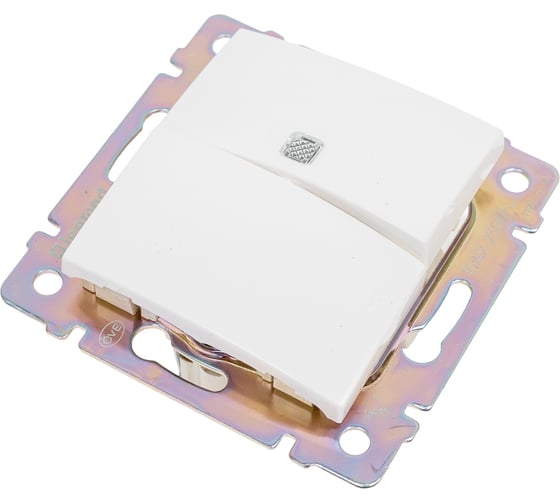 Выключатель Legrand двойной с индикацией Valena, белый 694278