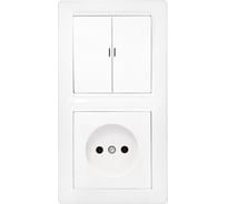 Блок Bylectrica 2 выключателя + розетка СУ с подсветкой, серия СТИЛЬ, белый, 2В-РЦ-699