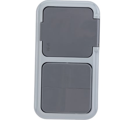 Блок Bylectrica 2 выключателя + розетка ОУ IP54, серия ПРАЛЕСКА АКВА, серый, 2В-РЦ-655 03