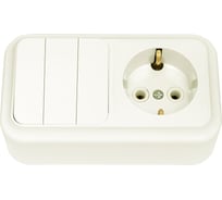 Блок Bylectrica, 3 выключателя + розетка с заземляющим контактом ОУ, серия ПРАЛЕСКА, бежевый 3В-РЦ-531