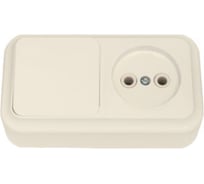 Блок Bylectrica 1 выключатель + розетка ОУ со шторкой, серия ПРАЛЕСКА, В-РЦ-571 бежевый