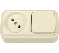Блок Bylectrica 1 выключатель + розетка ОУ, серия ВАРИАНТ, бежевый, В-РЦ-7111 бежевый