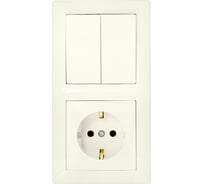 Блок Bylectrica 2 выключателя + розетка с заземляющим контактом СУ, серия СТИЛЬ, 2В-РЦ-693 бежевый