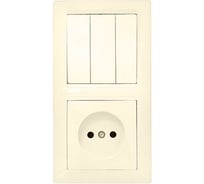 Блок Bylectrica 3 выключателя + розетка СУ, серия СТИЛЬ, 3В-РЦ-689 бежевый