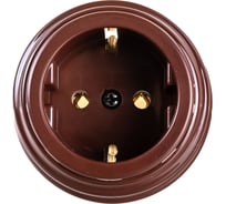 Розетка Bylectrica РА16-0202 1-местная с заз. контактом 16А ОУ, серия РЕТРО, коричневый