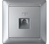 Розетка Bylectrica телефонная 4-х конт., серия СТИЛЬ, серебро, ТР4-034 серебро