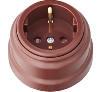 Розетка Bylectrica РА16-0206 1-местная с заз. контактом, со шторками 16А ОУ, серия РЕТРО, коричневый