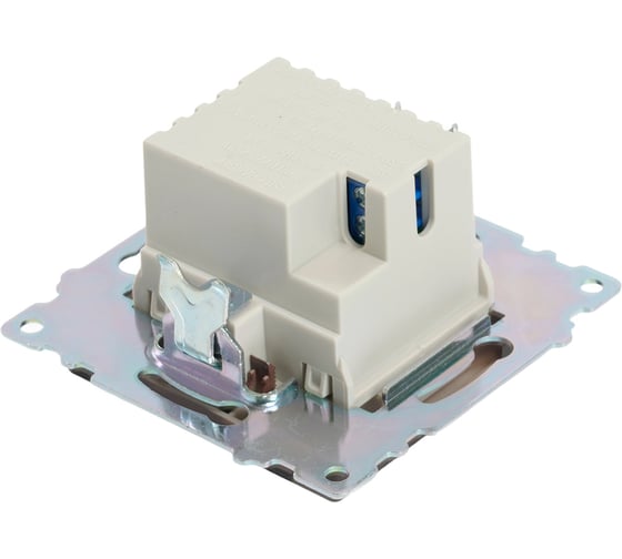 Механизм розетки 2-местной STEKKER USB + type C, GLS10-7116-04, 250В, 3А, max 20W,серия Катрин, шоколад, 50057