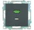 Механизм розетки 2-местной STEKKER USB + type C, GLS10-7116-05, 250B, 3А, серия Катрин, черный, 50055 1