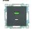 Механизм розетки 2-местной STEKKER USB + type C, GLS10-7116-05, 250B, 3А, серия Катрин, черный, 50055 8