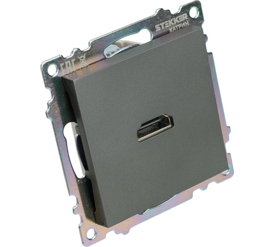 Механизм розетки HDMI STEKKER 2.1, Type A, серия Катрин, графит, GLS00-7118-06, 50059