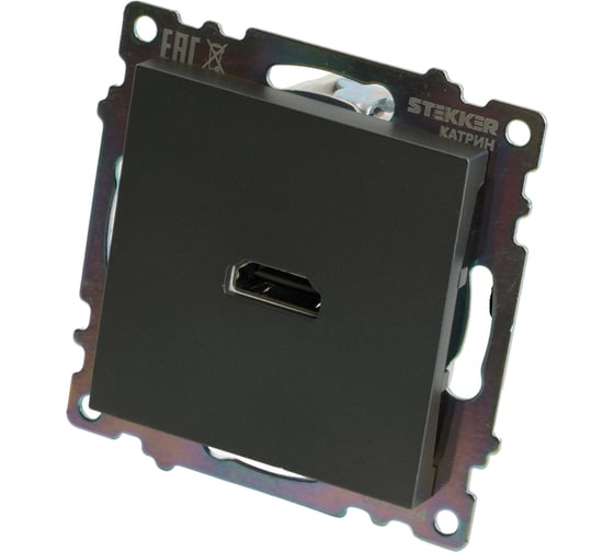 Механизм розетки HDMI STEKKER 2.1, Type A, серия Катрин, графит, GLS00-7118-06, 50059